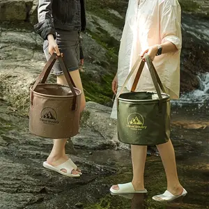 Foldable Water Bucket with Handle, Durable PVC Portable Camping Storage Container, Lightweight Foldable, Outdoor Home Multi-Purpose Use Camping Tools