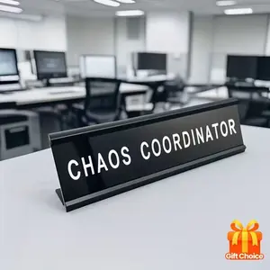 Humorous Coordinator Desk Nameplate, Background Letters, Durable Office Home Desktop Identifier, Funny Colleague Gift