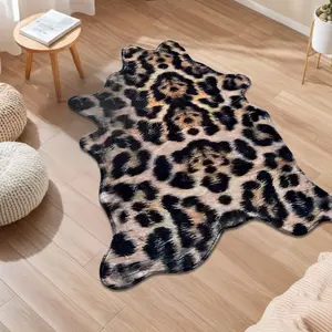 1pc Valentine Sexy Cheetah-Print Faux-Wool Accent Rug｜Wild Quick-Absorb Non-Slip for Bed-Bath-Living, Animal-Lover Gift