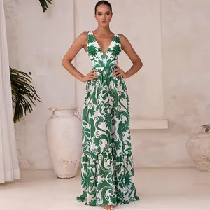 FLAXMAKER Women's V Neck Green Print Tummy Control One Piece Swimsuit and Matching Dress Set Swimming Dress Tankini Swimdress Bathing Suit Stylish Beachwear  club Swimwear