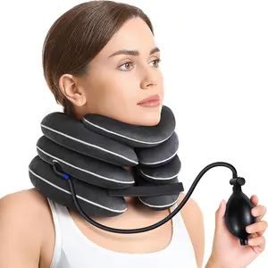 Inflatable Neck Stretcher for Cervical Traction, Cervical Stretcher with 3-Layer in Varying Sizes for Relief, Neck Brace Pillow for Neck, Decompression Home Use, L Size