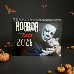 Horror Movie Cats 2026 Wall Calendar | Perfect Decor for Cat Lovers & Horror Fans | Weird Art, Spooky White Elephant Gift & Wall Planner | Gag Decor Creative Office Notepad