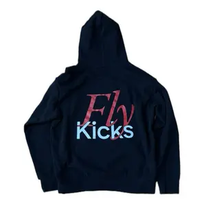 Flykicks Black 'Fly Kicks' Hoodie Unisex - Classic Long Sleeve Medium Fit Fitted Hoodie with Flykicks Logo for Women Everyday Wear