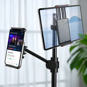 Universal Tablet & Phone Stand, 360° Rotating Adjustable Holder, Compatible with Tripods, Running Machines, Desktops, Fits 4-12 Inch Devices, Tablet Mount Stand