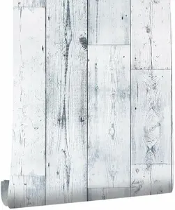 makover room 3D Rustic Wood Wallpaper Vintage Vinyl Film Peel-and-Stick Gray White Plank outdoorfun