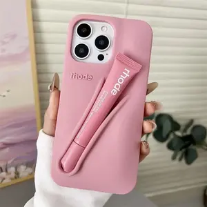 Silicone Lip Balm Holder Phone Case for iPhone 17 16 15 14 13 12 Pro Max