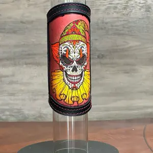 3-1 Glow RipGrip Hand-Painted Neon & Glow-in-the-Dark Leather Wrap for Standard Glass Pieces Unique Handcrafted Design