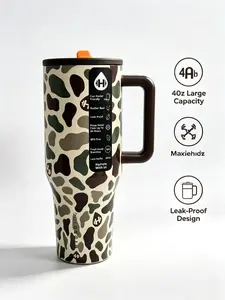 HydroJug 40oz Insulated Camo Travel Tumbler, Stainless Steel Mug with Handle, Leak Proof Lid, Cup Holder Friendly, Ideal Gift for Men, Women, Hunters & Outdoor Lovers