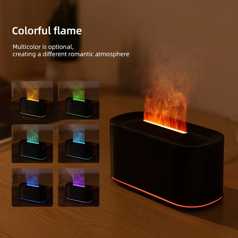 1 piece of 7-color flame humidifier, Scent Humidifier, Air humidifier, home flame aromatherapy machine, LED night light, water shortage automatic shutdown, silent operation, suitable for office, home and yoga use, Humidifier Atmosphere Light