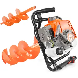 NEOTEC 72CC 2-Stroke Gas Powered Earth Auger, Post Hole Digger with 6" & 10" Triple Drill Bits, Ergonomic Handle & Portable Design for Garden, Farmland and Planting