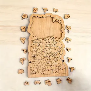 Wooden Puzzle Decoration Shaped Like Cat, Animal Shape Puzzle, Perfect Gift for Cat Lovers and Puzzle Enthusiasts, Display on Desk or Shelf, Wooden Handmade Puzzle