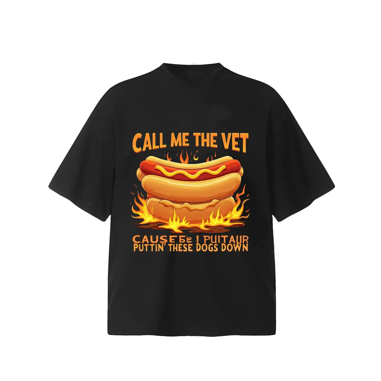 Humorous Oversized Cotton T-shirt Featuring Funny Hot Dog Graphic Call Me The Vet Unisex Streetwear Casual Top