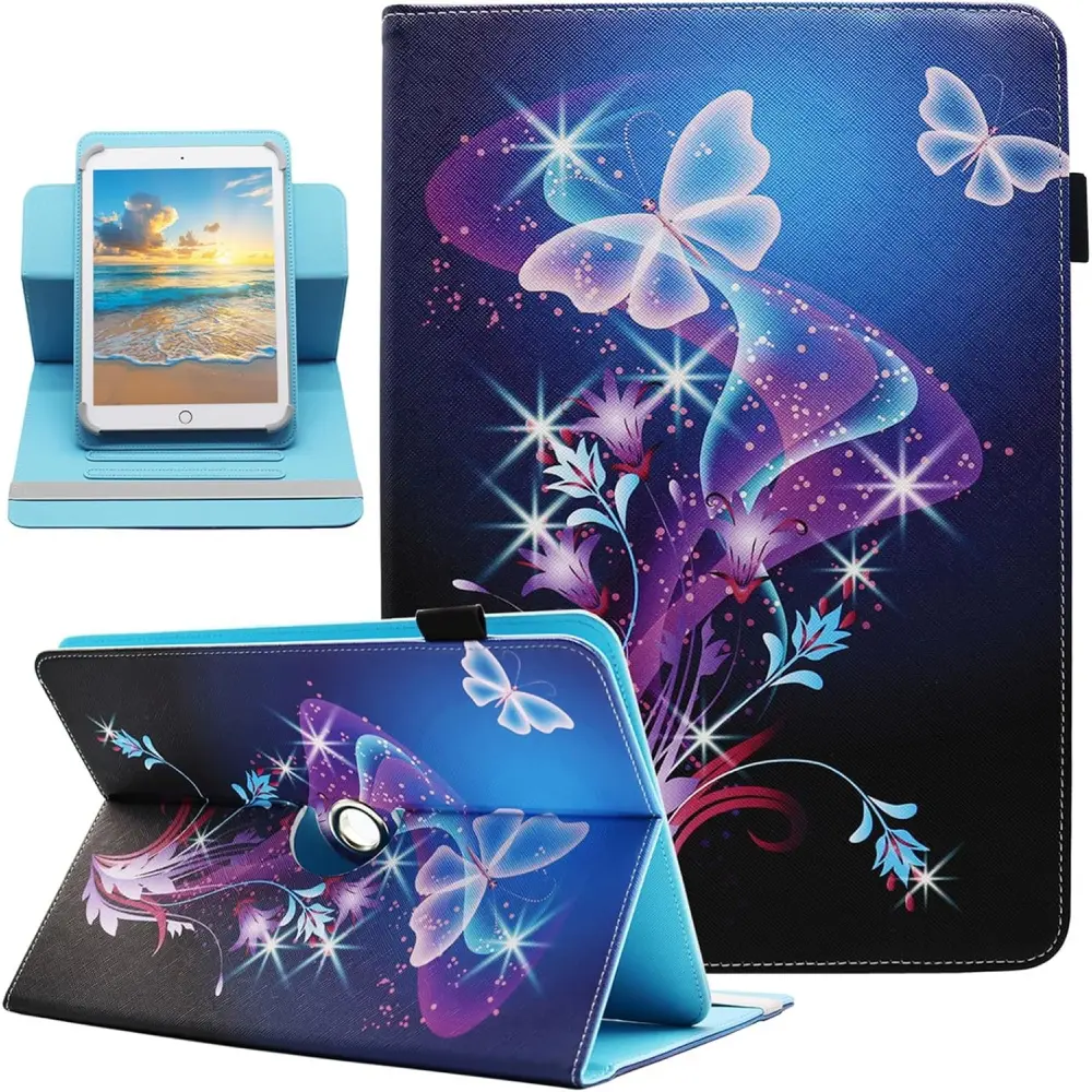 Universal 10 10.1 Inch Android Tablet Case,  360 Degree Rotating Multi-Angle Viewing Stand Universal Case Cover for 10 10.1 and All 9.5-10.5 Inch Tablet, Shiny Butterfly| Universal,