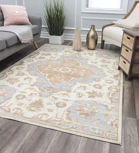 Rugs America RA30545 9 x 12 ft. Leopold LX40A Soft Sky Oriental Transitional Cream Area Rug