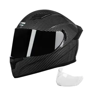 Crown Racing Motorcycle Helmets Street Bike Full Face Motorcycle Helmet Motorbike for Adults DOT Approved Carbon Fiber Pattern Helmets