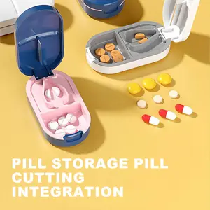 1pc Multifunctional Pill Organizer Dispenser, Supplement Organizer, Portable Travel Pill Cutter Box, Small Compact Design, Easy Cleaning, Ideal for Travelers