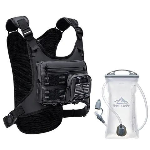 ZELVOT Trail Running Vest Hydration Backpack for Runners, Adults - 2L Water Bladder, High-Flow Bite Valve, Breathable Mesh, U.S. Design Patent, Lightweight Gear Holder, Reflective Chest Pack for Men-Women, Outdoor Stuff for Friends & Family