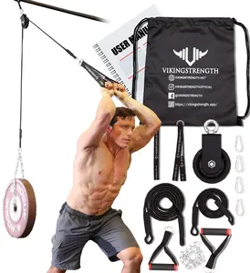 Vikingstrength Pulley System Cable Pulley Gym Equipment Machine for Home for Triceps Pull Down Biceps Curl Back Forearm and LAT Pulldown Garage Gym Gym Equipment + V-Strength Workout App