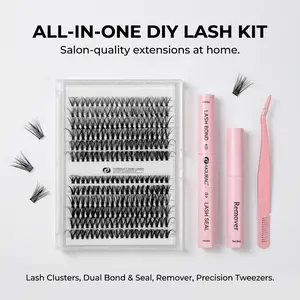 Comic-style eyelash clusters with spikes, pre-spiked lightweight eyelash clusters, expandable fluffy anime false eyelash clusters, reusable mink-like fairy single lash extensions, D curl, 9-17mm, total 240 pieces - Cosmetics, Makeup
