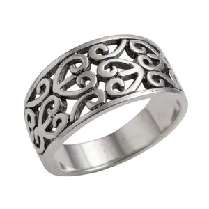Oxidized Sterling Silver Filigree Heart Design Ring