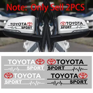 2Pcs Vinyl Car Styling Stickers Car Emblem Badge Side Rearview Mirror Side Window Decoration Decals For Toyota TRD Corolla Yaris C-hr Rav4 Hilux Prius Auris Avensis Camry Accessories