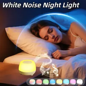 LED White Noise Night Light, Relaxation Sound Machine, Bedroom Sleep Aid with 10 Soothing Sounds, Ambiance and RGBW, Push Button Control Adjustable Volume, 15/30/60min Timer, USB Rechargeable 1200mAh Battery, Sleep Office Home Gift 1pc
