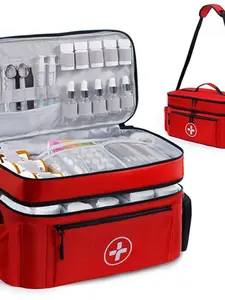 Multi-Pocket Medical Travel Bag First Aid Kit Pill Bottle Storage Box, Essential Organizer for Medications & Emergency Supplies