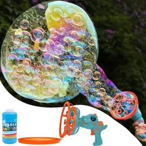 Electric Dinosaur Bubble Machine Gun for Kids Ages 4-8, Big Dino Bubble Blaster with Bubble in Giant Bubble Design, Outdoor Backyard Toys Fun for Toddlers 1-3-5 Birthday Parties Multifunctional Bubble Making Machine
