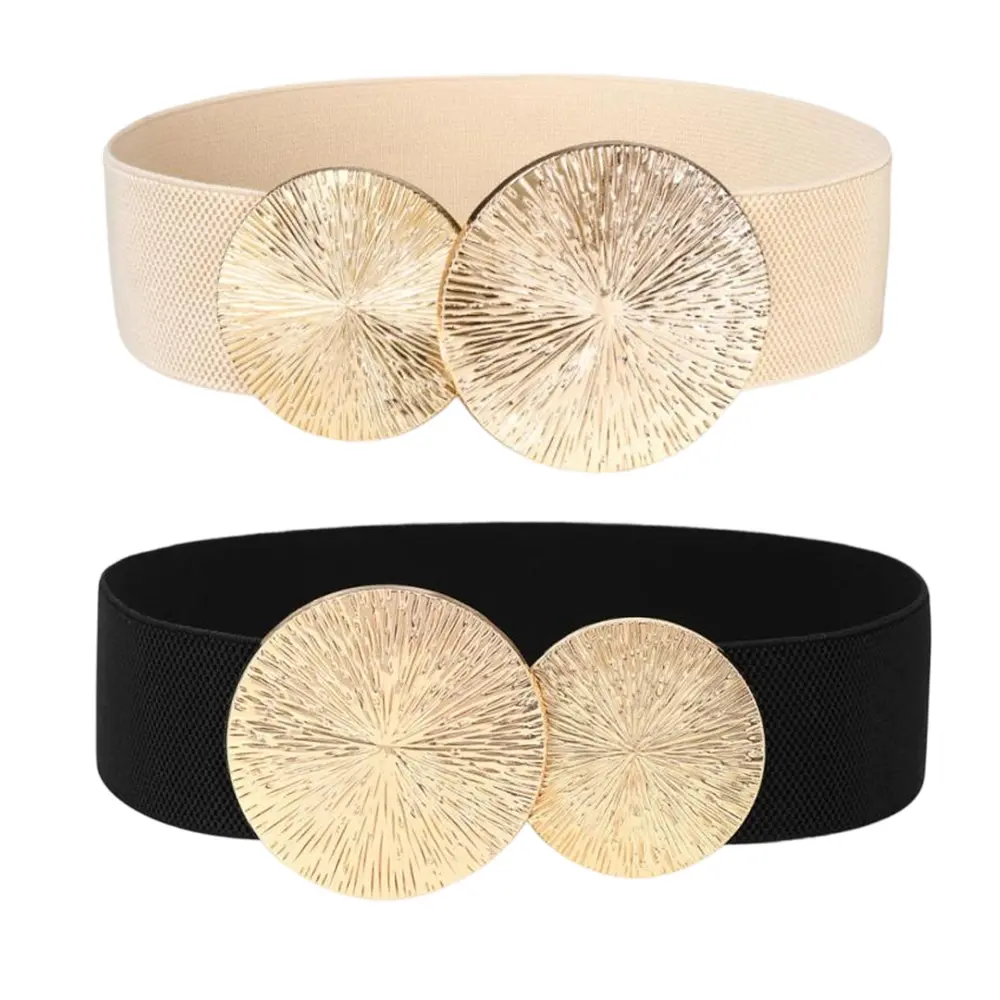 Women Wide Stretchy Waist Belts Elastic Cinch Belt for DressesLadies' Fashion Sweet and Cute Belt 1.2 inches wide, multiple colors and sizes with Rhinestone studded buckle heads, ladies' elastic belt, versatile for daily outdoor activities fathersdaygifti