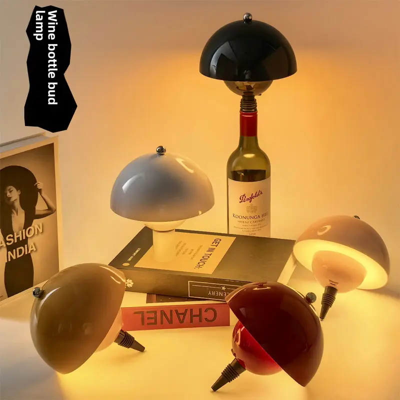 Insert Wine Bottle Lamp Ambiance Night Light Rechargeable Table Lamp Adjustable Touch Dimming, Desk Lamps for Dining Room Camping Bedside