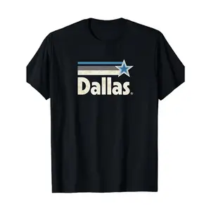 Dallas Football Team Graphic T-Shirt for Men & Women - Black with Blue & White Star Logo & Lettering, 180gsm Heavyweight Stretch Comfort Fit, Unisex Casual Sports Fan Apparel, All-Season Wear, Ideal Gift for Dad, Husband graphic tee