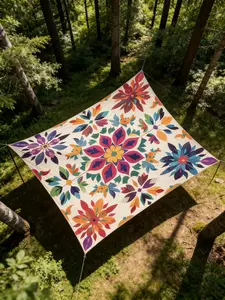 Bohemian Mandala Pattern Gradient Color Outdoor Canopy, Thickened Sun Protection, Easy Installation & Storage, 6-Person Capacity