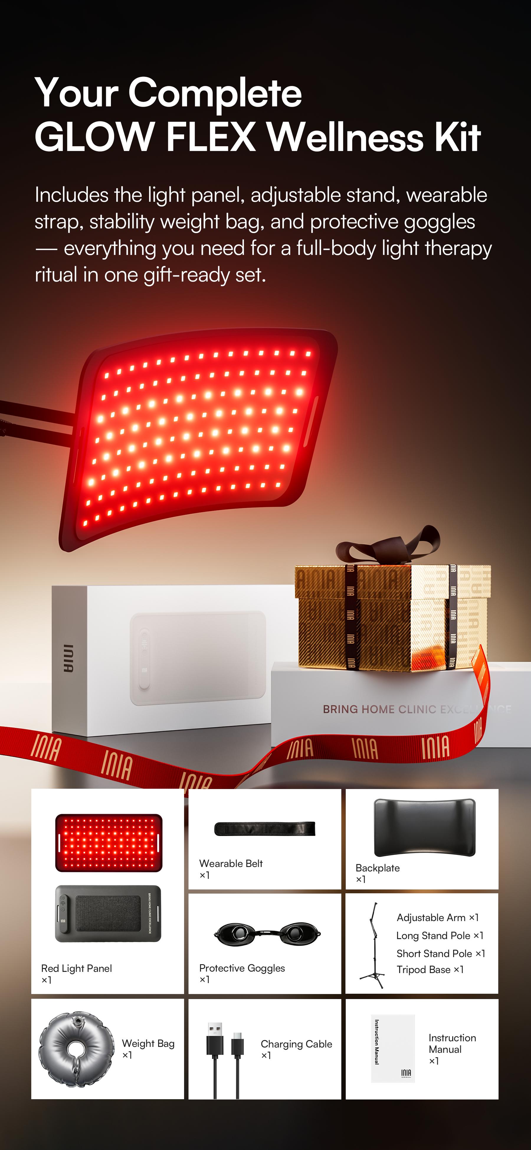 INIA GLOW FLEX 1064nm Deep-NIR Red Light Therapy System, From Full-Body Panel to Wearable Wellness, Cordless Body Strap for Relief, Sleep & Full-Body Glow,Summer Beauty Gift Ideas, Back to school, Back to school haul