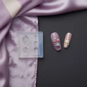 3D Floral Skull Nail Art Mold, Intricate Rose & Skull Silicone Mold, DIY Gothic Nail Accents, Halloween Nails, Punk Manicures
