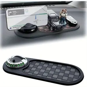 Car accessories, silicone car dashboard anti-shake and anti-slip mat, universal navigation phone holder with temporary parking card, large-capacity storage for glasses and keys, Car Essentials