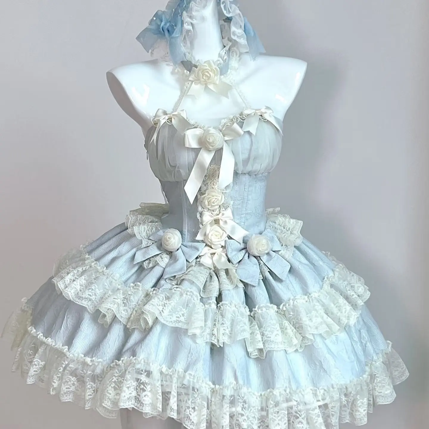 Blue dress+headband+skirt support