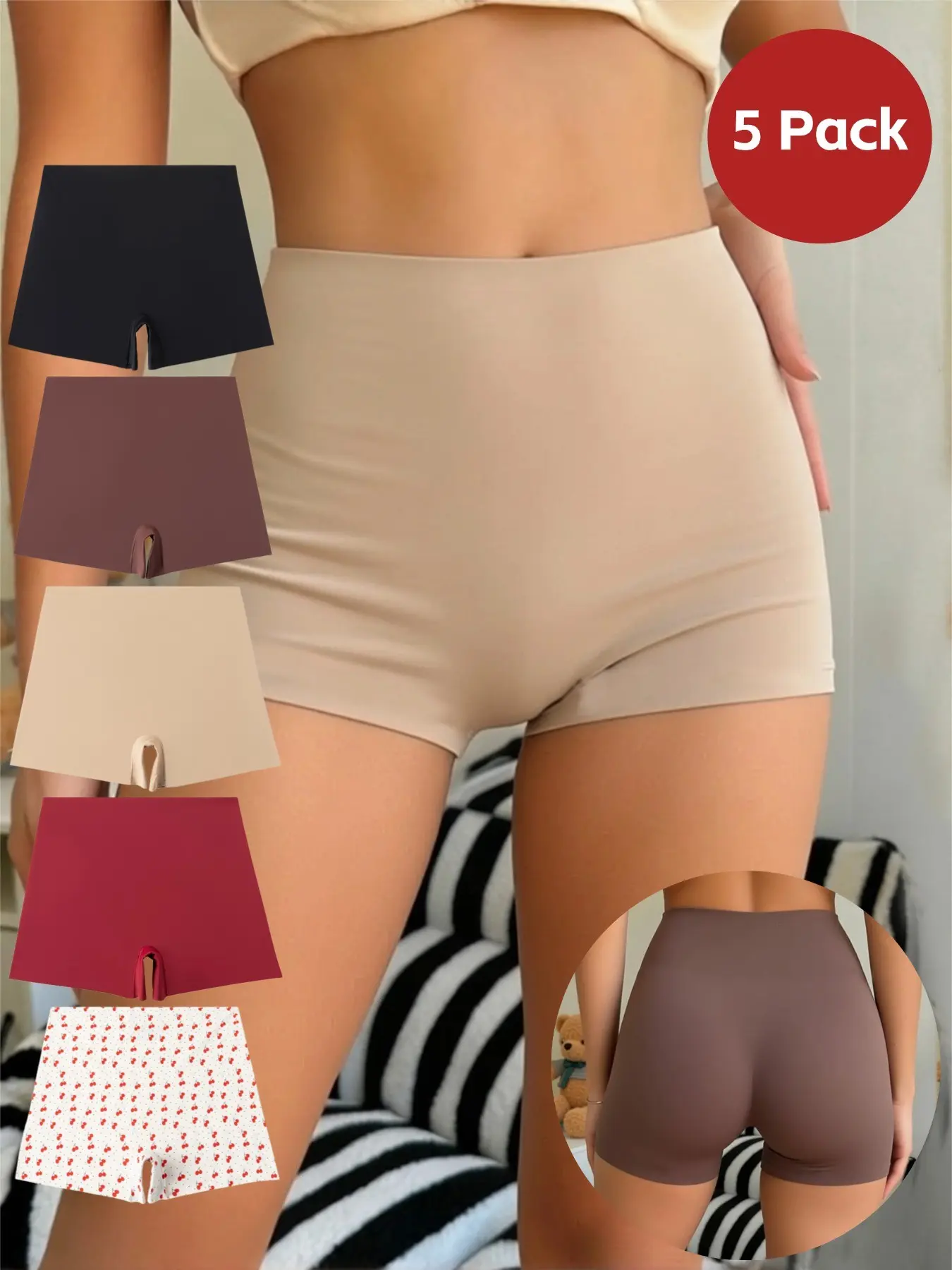 Women's High Waist Slim Fit Briefs, Comfortable Skin-Friendly Casual Sport Breathable Seamless Underwear, Multi-Color 5-Pack, All Seasons