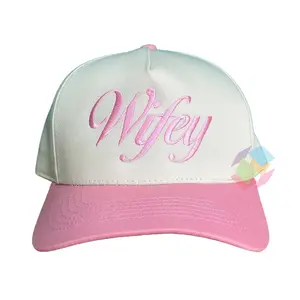 Wifey Embroidered Hat Bride Trucker Cap Just Married Hat Honeymoon Gift for Her Casual Wedding Day Hat Cotton Mesh Back Adjustable Strap Curved Visor