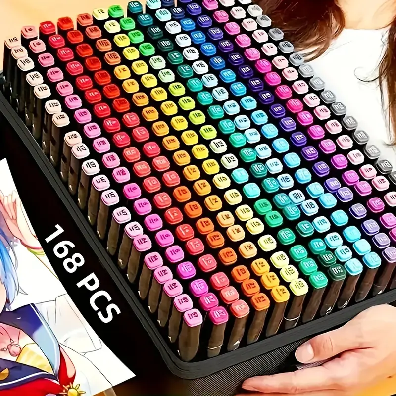 Alcohol Markers, 168/120/80/60/32 Colors Dual Brush Tip Permanent Art Markers, Coloring Marker, for Book Painting Card Making, Christmas gift for Adults