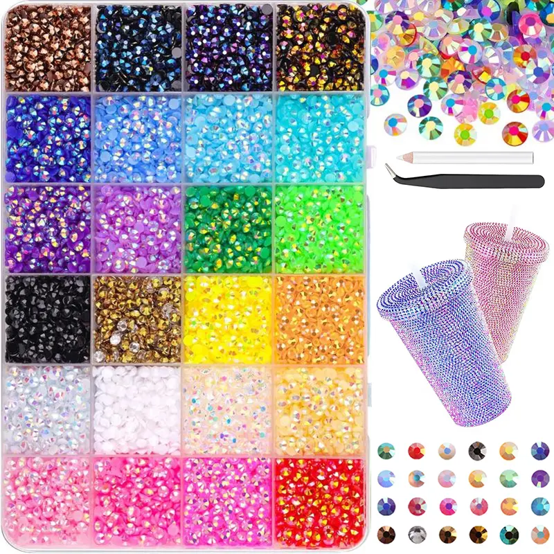 DIY Diamond Bedazzling Glitter Kit with 3mm Mixed Resin Rhinestones & All-Inclusive Tools – Craft Kit for Teens & Adults, Perfect for DIY Crafts, Clothing, Phone Case & Nail Art, Great Creative Gift for Girls, Friends & Craft Lovers, 24/28/40-Color
