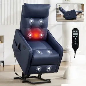 Power Lift Recliner Chair with Vibration Massage and Heat for Petite Elderly, Small Lift Chair with Side Pocket Remote Control, Infinite Position, Faux Leather