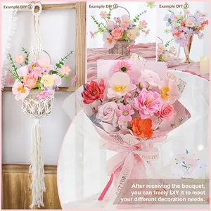 [3]Preserved Soap Flowers Bouquet for Her Unique Gifts Valentine's Day Mother's Day Thanksgiving Birthday Anniversary Handmade 16.1in Tall 9.8in Wide Exquisite Packaging Durable Maintenance-free