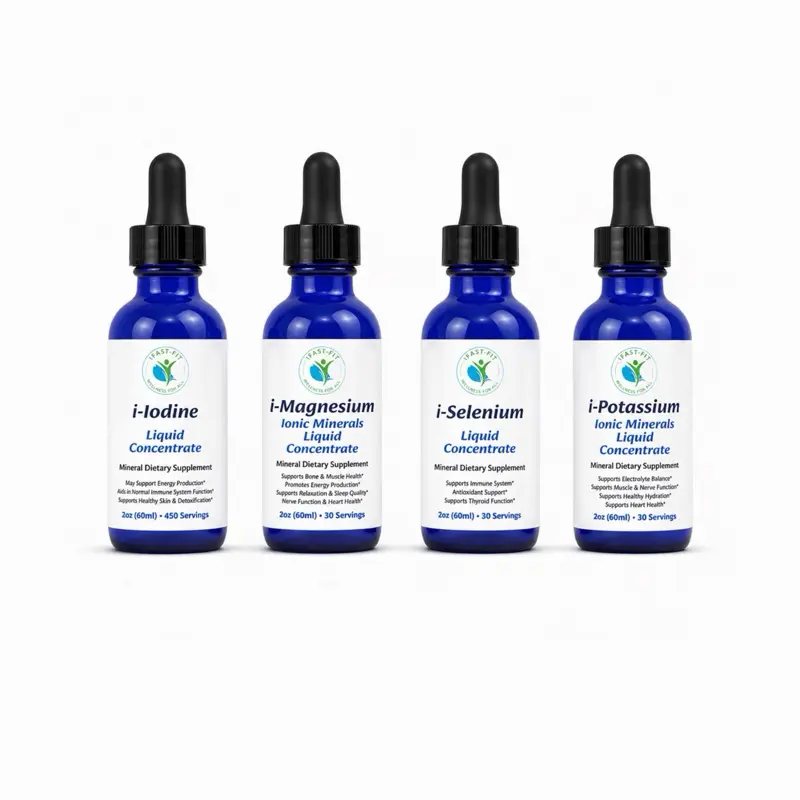 IFastFit Cóctel De La Vida Ionic Minerals Liquid Form Bundle Iodine Potassium Magnesium Selenium Thyroid Support for Healthcare Dietary Needs