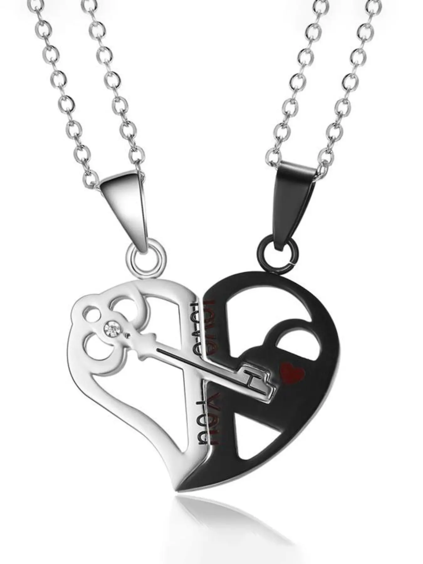Couple matching puzzle necklace jewelry, Heart shaped necklace, Double heart necklace, Couple jewelry gift for him/her Valentine's Day Christmas anniversary holiday gift for girlfriend boyfriend husband wife soul mate good friend