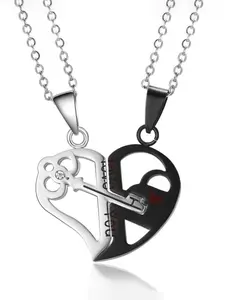 Couple matching puzzle necklace jewelry, Heart shaped necklace, Double heart necklace, Couple jewelry gift for him/her Valentine's Day Christmas anniversary holiday gift for girlfriend boyfriend husband wife soul mate good friend
