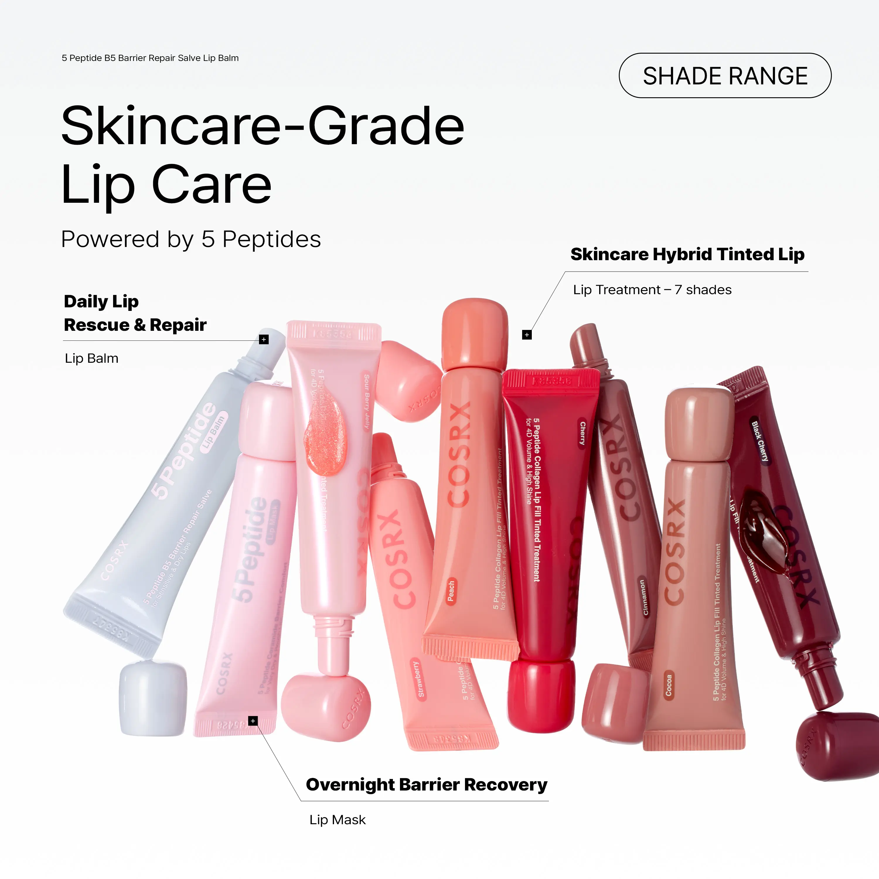 [NEW] [COSRX Official] Skincare-Grade LIP CARE with 5 PEPTIDES  l  Daily Lip Rescue & Repair Lip Balm, Skincare Hybrid Tinted Lip Treatment, Overnight Barrier Recovery Lip Mask, Advanced Lip Skincare