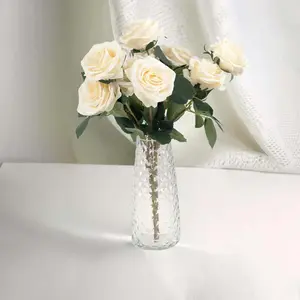 6-Pack Glass Urn Vases Clear with Diamond Crystal Cut Pattern - Stylish Decorative Design for Event Decor 8.5"