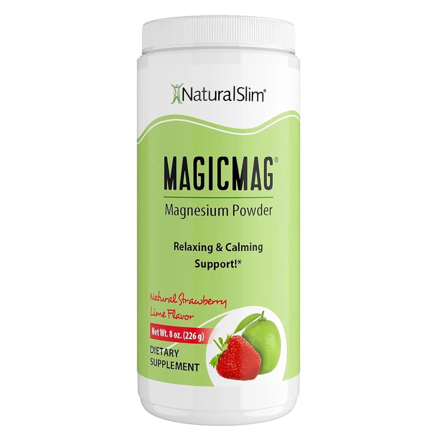 NaturalSlim MagicMag Magnesium Citrate Powder for Stress, Constipation, Muscle & Heart Health, Better Rest & Digestive Support, Magnesium Supplement for Women and Men, 8 oz – Strawberry Lime