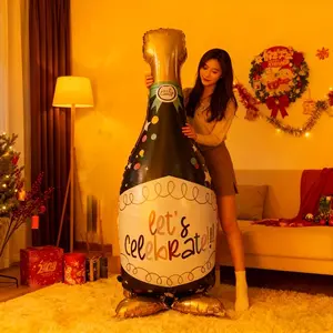 64 Inch Large Standing Wine Bottle Balloon, Aluminum Foil Balloon for Beer Festivals, Birthdays, Weddings, Engagements, Christmas, Party Decorations