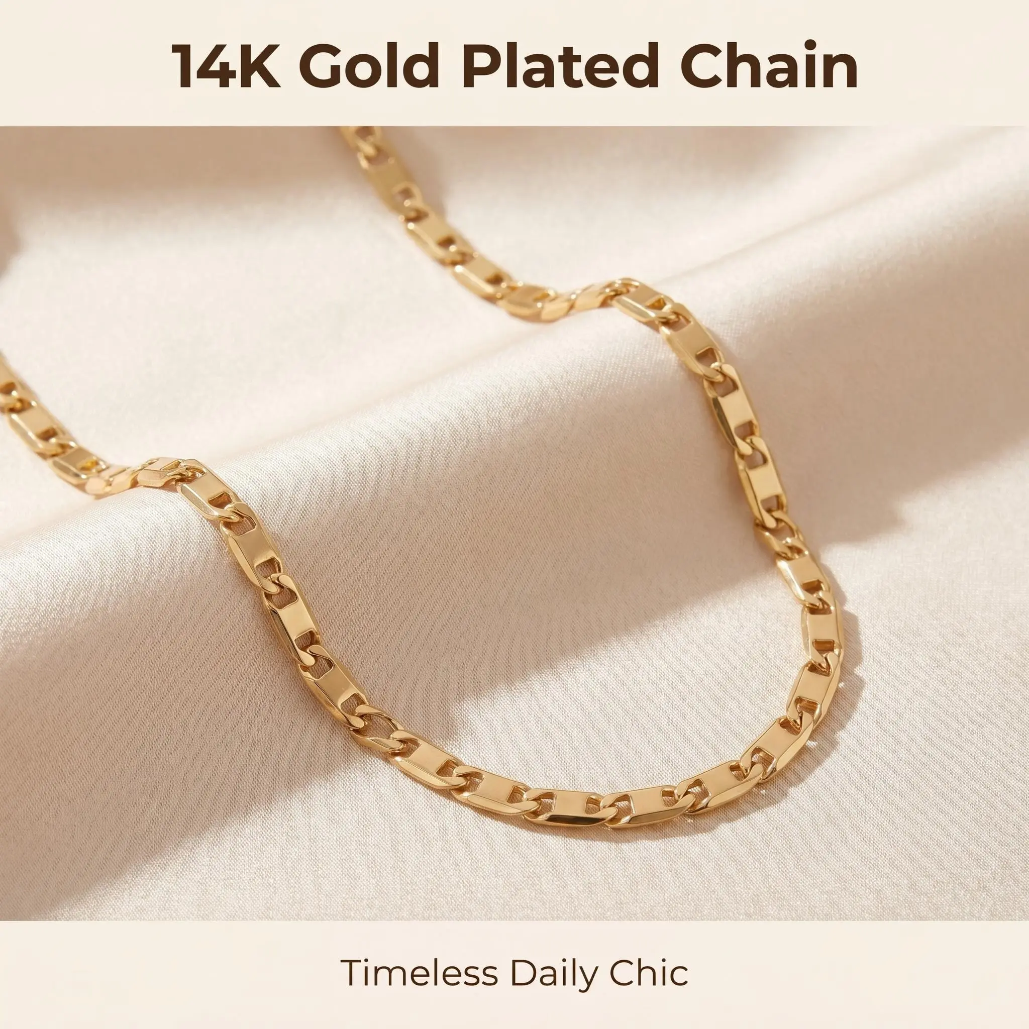 14K Gold Plated Anchor Mariner Chain Necklace, Unisex - (20 Inches)6MM | Perfect for Layering & Daily Wear | Tarnish-Resistant & Hypoallergenic Jewelry, The Perfect Gift for Him or Her